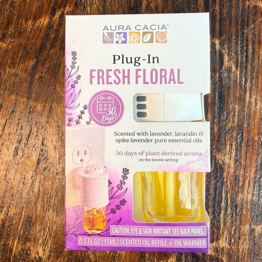 Aura Cacia Plug-In Fresh Floral Essential Oil Air‎ Freshener Warmer and Refill